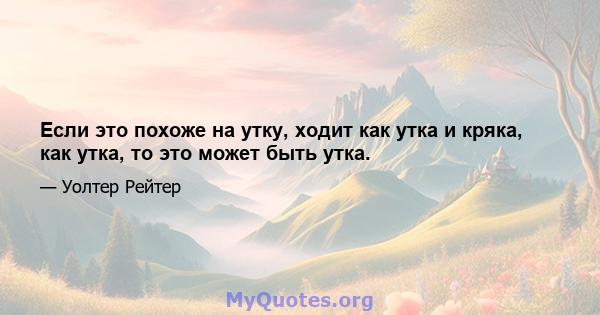 Если это похоже на утку, ходит как утка и кряка, как утка, то это может быть утка.