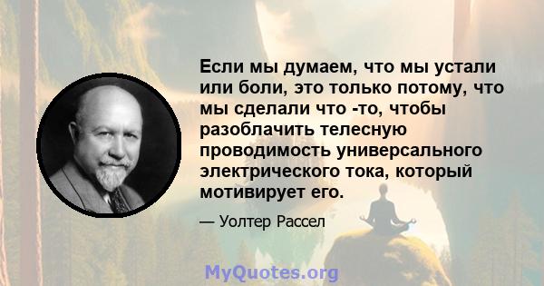 Если мы думаем, что мы устали или боли, это только потому, что мы сделали что -то, чтобы разоблачить телесную проводимость универсального электрического тока, который мотивирует его.