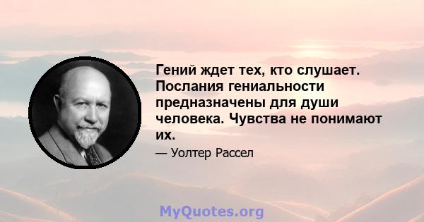 Гений ждет тех, кто слушает. Послания гениальности предназначены для души человека. Чувства не понимают их.