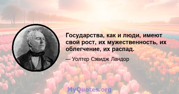 Государства, как и люди, имеют свой рост, их мужественность, их облегчение, их распад.