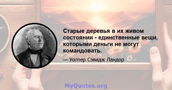 Старые деревья в их живом состоянии - единственные вещи, которыми деньги не могут командовать.