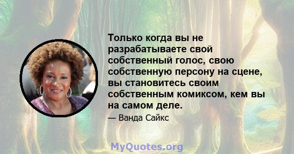 Только когда вы не разрабатываете свой собственный голос, свою собственную персону на сцене, вы становитесь своим собственным комиксом, кем вы на самом деле.