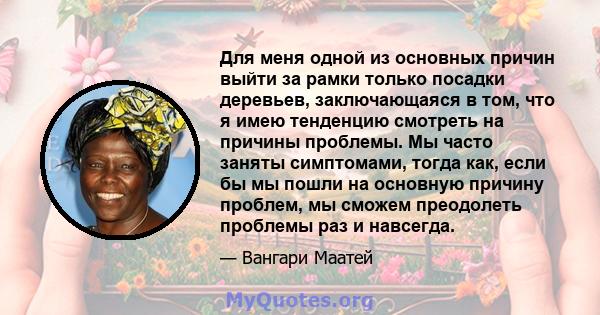 Для меня одной из основных причин выйти за рамки только посадки деревьев, заключающаяся в том, что я имею тенденцию смотреть на причины проблемы. Мы часто заняты симптомами, тогда как, если бы мы пошли на основную