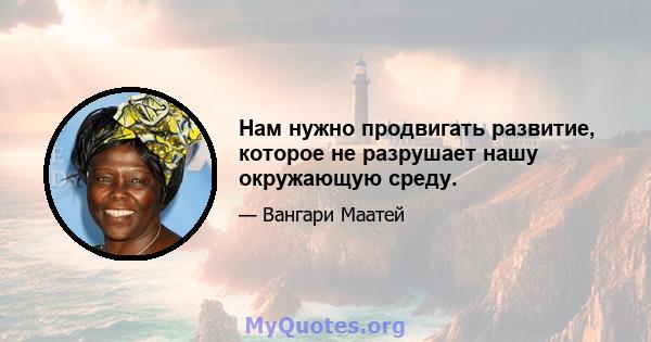 Нам нужно продвигать развитие, которое не разрушает нашу окружающую среду.