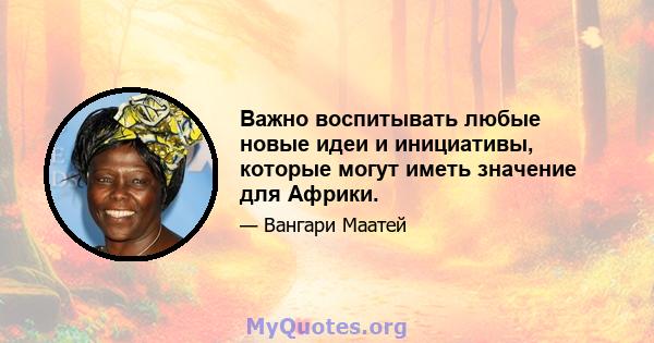 Важно воспитывать любые новые идеи и инициативы, которые могут иметь значение для Африки.