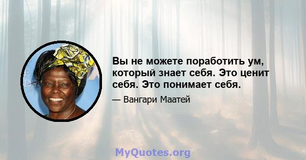 Вы не можете поработить ум, который знает себя. Это ценит себя. Это понимает себя.