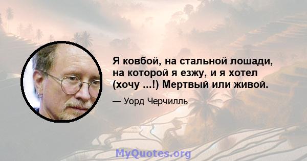 Я ковбой, на стальной лошади, на которой я езжу, и я хотел (хочу ...!) Мертвый или живой.