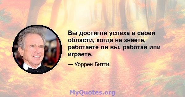 Вы достигли успеха в своей области, когда не знаете, работаете ли вы, работая или играете.