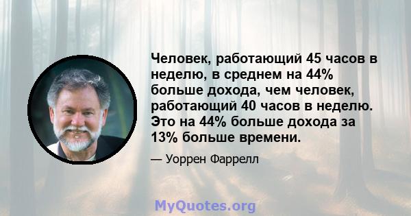 Человек, работающий 45 часов в неделю, в среднем на 44% больше дохода, чем человек, работающий 40 часов в неделю. Это на 44% больше дохода за 13% больше времени.