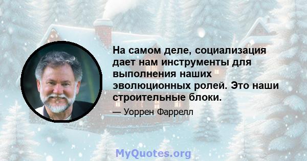 На самом деле, социализация дает нам инструменты для выполнения наших эволюционных ролей. Это наши строительные блоки.