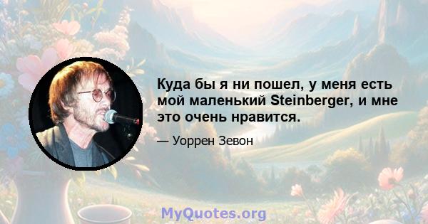 Куда бы я ни пошел, у меня есть мой маленький Steinberger, и мне это очень нравится.