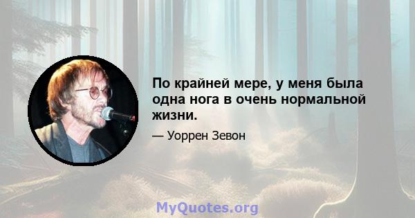 По крайней мере, у меня была одна нога в очень нормальной жизни.