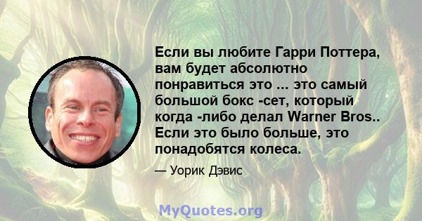 Если вы любите Гарри Поттера, вам будет абсолютно понравиться это ... это самый большой бокс -сет, который когда -либо делал Warner Bros.. Если это было больше, это понадобятся колеса.