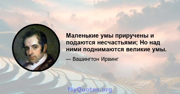 Маленькие умы приручены и подаются несчастьями; Но над ними поднимаются великие умы.