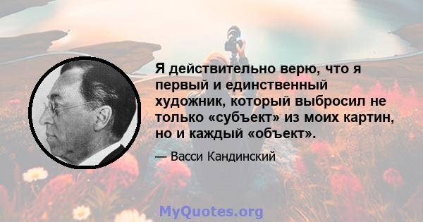 Я действительно верю, что я первый и единственный художник, который выбросил не только «субъект» из моих картин, но и каждый «объект».