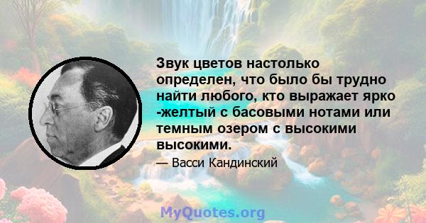 Звук цветов настолько определен, что было бы трудно найти любого, кто выражает ярко -желтый с басовыми нотами или темным озером с высокими высокими.