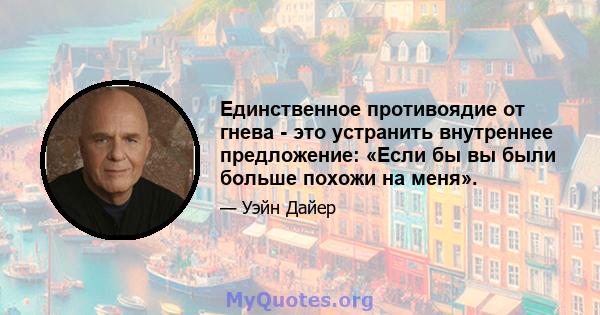 Единственное противоядие от гнева - это устранить внутреннее предложение: «Если бы вы были больше похожи на меня».