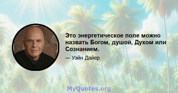 Это энергетическое поле можно назвать Богом, душой, Духом или Сознанием.