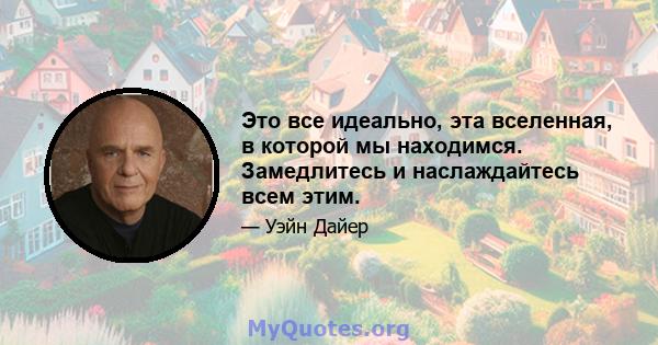 Это все идеально, эта вселенная, в которой мы находимся. Замедлитесь и наслаждайтесь всем этим.