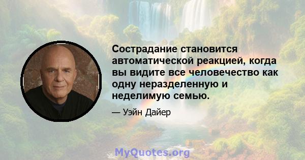 Сострадание становится автоматической реакцией, когда вы видите все человечество как одну неразделенную и неделимую семью.