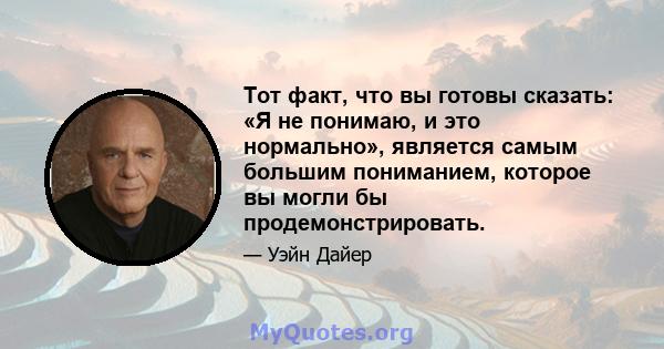 Тот факт, что вы готовы сказать: «Я не понимаю, и это нормально», является самым большим пониманием, которое вы могли бы продемонстрировать.