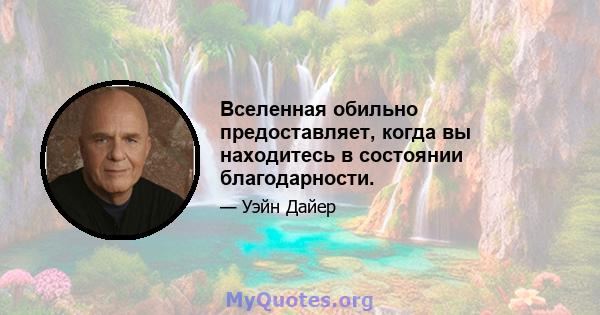 Вселенная обильно предоставляет, когда вы находитесь в состоянии благодарности.