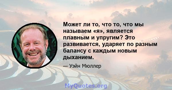 Может ли то, что то, что мы называем «я», является плавным и упругим? Это развивается, ударяет по разным балансу с каждым новым дыханием.