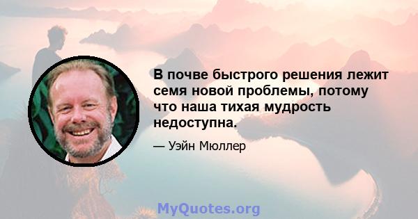 В почве быстрого решения лежит семя новой проблемы, потому что наша тихая мудрость недоступна.