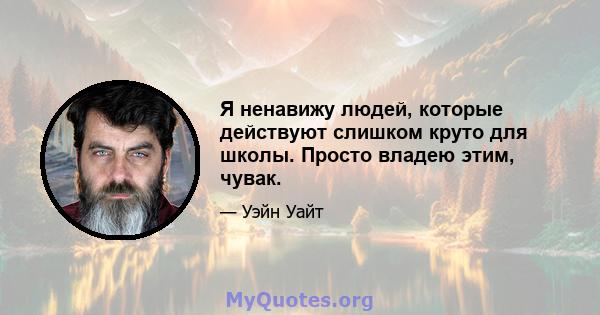 Я ненавижу людей, которые действуют слишком круто для школы. Просто владею этим, чувак.