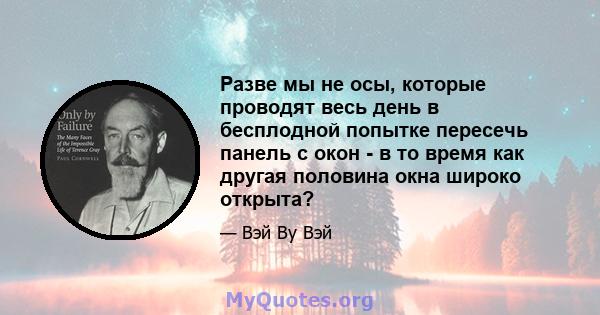 Разве мы не осы, которые проводят весь день в бесплодной попытке пересечь панель с окон - в то время как другая половина окна широко открыта?