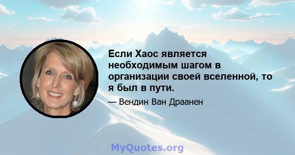 Если Хаос является необходимым шагом в организации своей вселенной, то я был в пути.