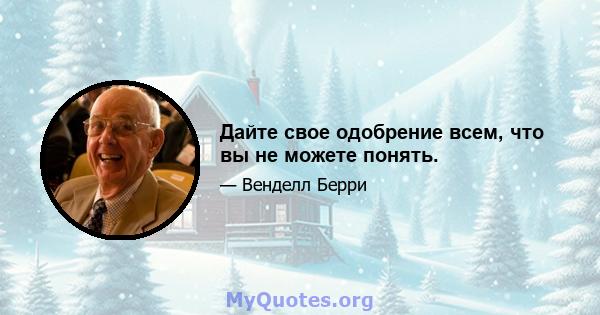 Дайте свое одобрение всем, что вы не можете понять.