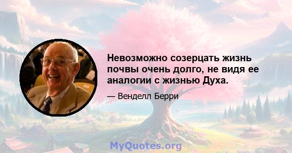 Невозможно созерцать жизнь почвы очень долго, не видя ее аналогии с жизнью Духа.