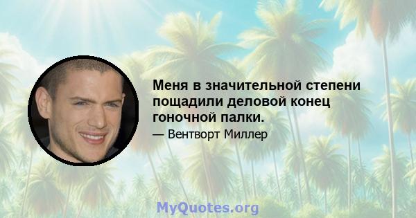 Меня в значительной степени пощадили деловой конец гоночной палки.