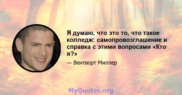 Я думаю, что это то, что такое колледж: самопровозглашение и справка с этими вопросами «Кто я?»