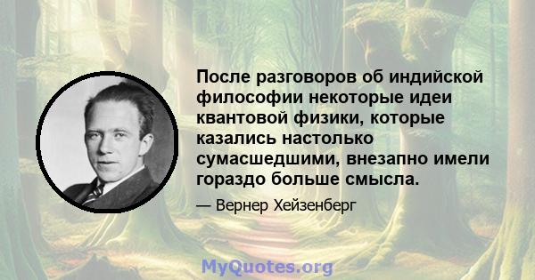 После разговоров об индийской философии некоторые идеи квантовой физики, которые казались настолько сумасшедшими, внезапно имели гораздо больше смысла.