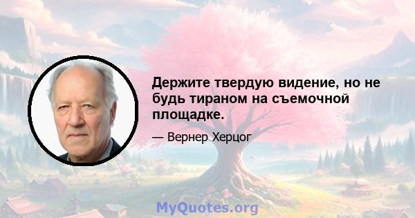 Держите твердую видение, но не будь тираном на съемочной площадке.