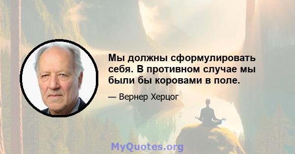 Мы должны сформулировать себя. В противном случае мы были бы коровами в поле.