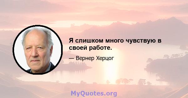 Я слишком много чувствую в своей работе.