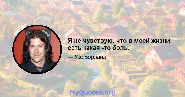 Я не чувствую, что в моей жизни есть какая -то боль.