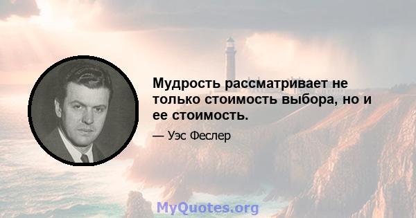 Мудрость рассматривает не только стоимость выбора, но и ее стоимость.