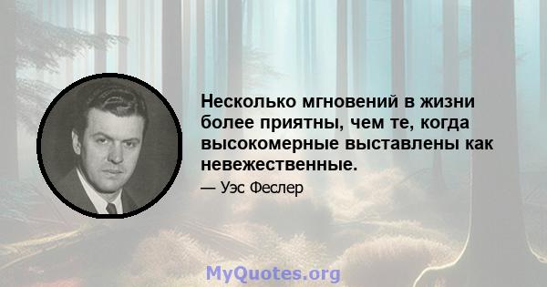 Несколько мгновений в жизни более приятны, чем те, когда высокомерные выставлены как невежественные.