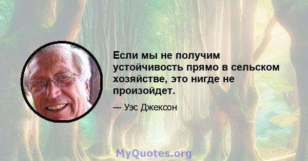 Если мы не получим устойчивость прямо в сельском хозяйстве, это нигде не произойдет.