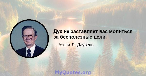 Дух не заставляет вас молиться за бесполезные цели.