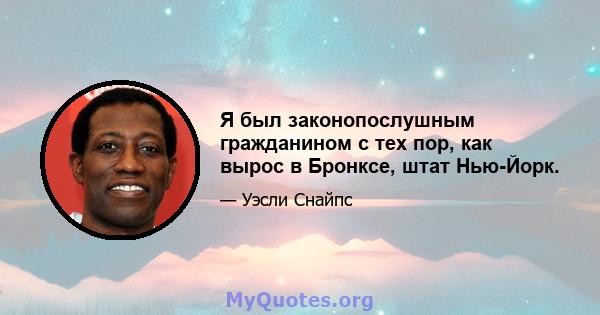 Я был законопослушным гражданином с тех пор, как вырос в Бронксе, штат Нью-Йорк.