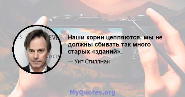 Наши корни цепляются, мы не должны сбивать так много старых «зданий».