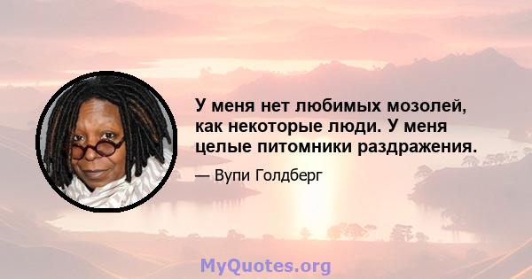 У меня нет любимых мозолей, как некоторые люди. У меня целые питомники раздражения.