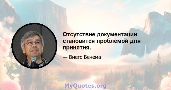 Отсутствие документации становится проблемой для принятия.