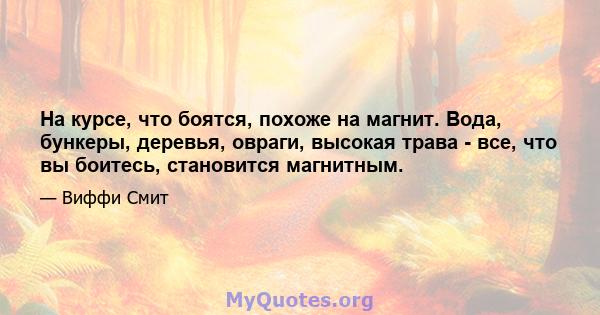 На курсе, что боятся, похоже на магнит. Вода, бункеры, деревья, овраги, высокая трава - все, что вы боитесь, становится магнитным.