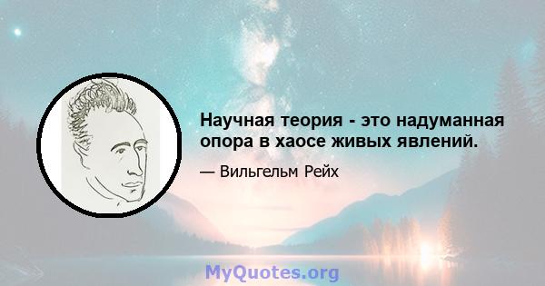 Научная теория - это надуманная опора в хаосе живых явлений.